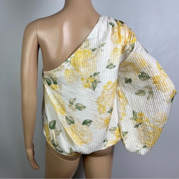 NEW CAMI NYC REVOLVE YELLOW FLORAL PRINT ONE-SHOULDER TOP - Picture 8 of 9
